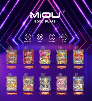 品質  Miou Box E CIGS Mesh Coil 15ml E Liquid Disposable Vape 8000 Puffs 650mAh Rechargeable 10 Flavors 工場
