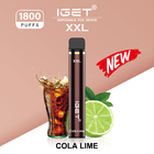 IGET XXL 1800は最も最近のジュースの味のVapeのペン装置Vapes使い捨て可能な7ml容量吹く