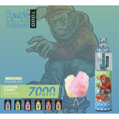 Fumot RandM トーナド 7000 パフ ジューシー アイス フルーツ フラワー 入手可能 メッシュコイル 5% ニコチン容量 使い捨てvape