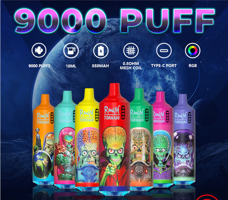 前に満たされた18のmL RandMのトルネード使い捨て可能なVapeのキット9000のパフのポッド システム