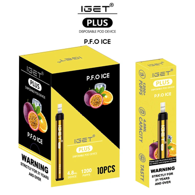 優れた質の使い捨て可能なVapeと使い捨て可能な電子タバコのペン1200のパフ4.8ml Iget