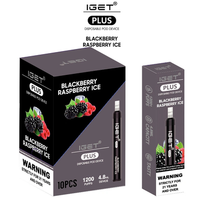倍数とIgetは電子タバコが使い捨て可能な4.8ml Vapeのペンを蒸発させる1200のパフに風味を付ける