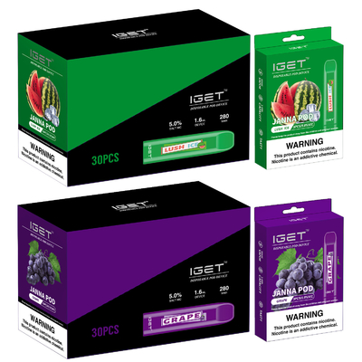 280mah Watermelom IGET Vape使い捨て可能なJANNA Vapeのペン450のパフ
