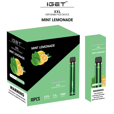 1800パフ7ml XXL IGET Vapeの使い捨て可能な蒸発器のポッドEのタバコ