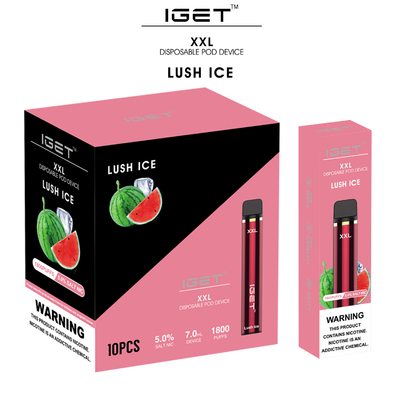 1800パフ7ml XXL IGET Vapeの使い捨て可能な蒸発器のポッドEのタバコ