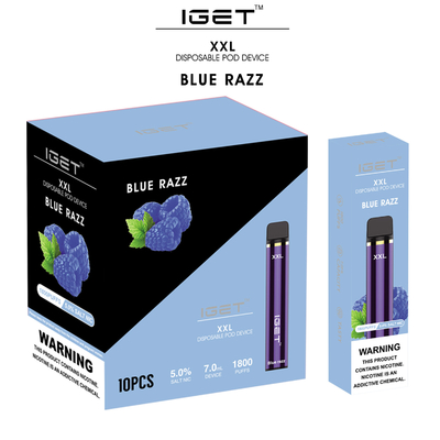 1800パフ7ml XXL IGET Vapeの使い捨て可能な蒸発器のポッドEのタバコ