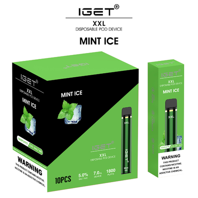 Iget確実な1800のパフの携帯用ポッドVapeの7ml XXLの煙る蒸発器のペン