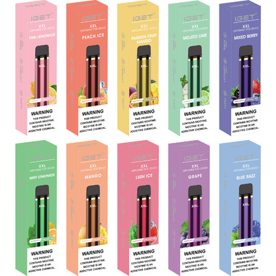 Iget確実な1800のパフの携帯用ポッドVapeの7ml XXLの煙る蒸発器のペン