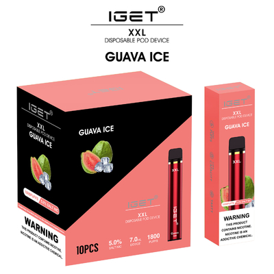 Iget確実な1800のパフの携帯用ポッドVapeの7ml XXLの煙る蒸発器のペン