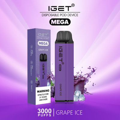 8色は真新しいNicの塩の使い捨て可能なVape IGETのメガ パフ3000冷却する