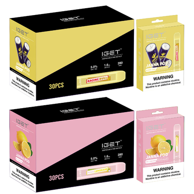 450パフ1.6ml IGET Vape使い捨て可能なJANNAの電子タバコ