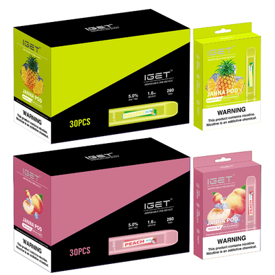 450パフ1.6ml IGET Vape使い捨て可能なJANNAの電子タバコ