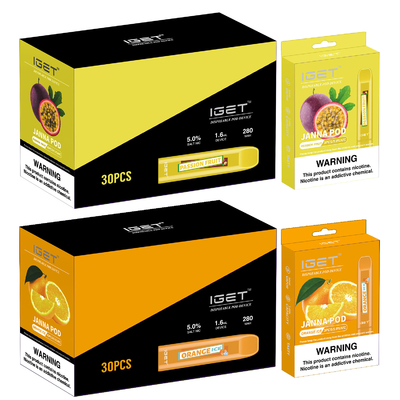 450パフ1.6ml IGET Vape使い捨て可能なJANNAの電子タバコ