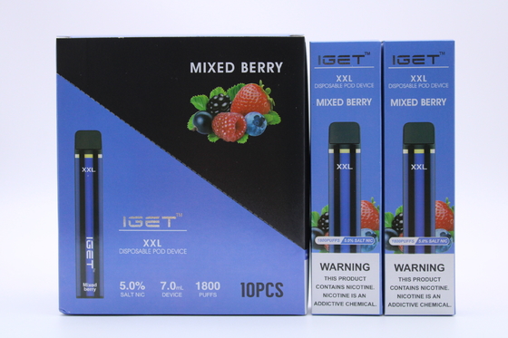 元のIget XXL 1800は使い捨て可能なポッドのタバコ吹く装置950mAh電池2.4mlがカートリッジVapeのペンを事前に入力した