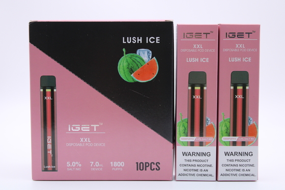 元のIget XXL 1800は使い捨て可能なポッドのタバコ吹く装置950mAh電池2.4mlがカートリッジVapeのペンを事前に入力した