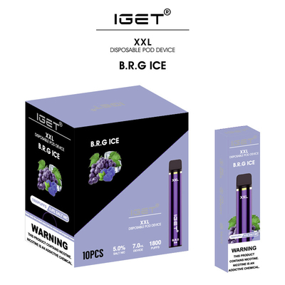IGET XXL 1800は使い捨て可能なvapeのペン7ml 5%のニコチン元のigetの工場吹く