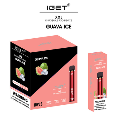 IGET XXL 1800は使い捨て可能なvapeのペン7ml 5%のニコチン元のigetの工場吹く