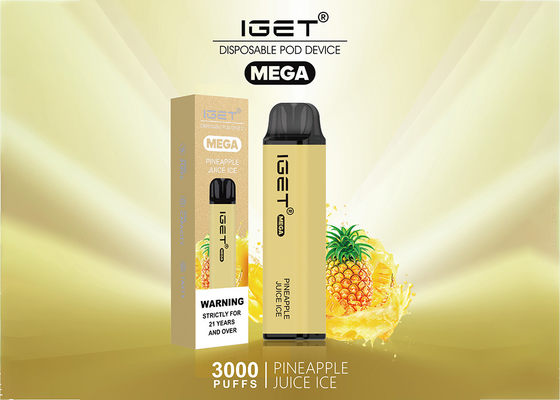 使い捨て可能なIGETのメガvapesは3000のパフeタバコ味の10のmlの蒸発器実を結ぶ