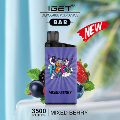 本物のIget棒3500パフ12ml 5%のニコチン使い捨て可能な装置新しい味