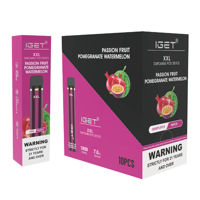 元のIGET XXL 1800は使い捨て可能なvapeのペン7ml 5%のニコチン950mah吹く