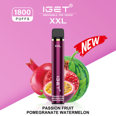 IGET XXL使い捨て可能な装置1800パフ-パッション フルーツのザクロのスイカ