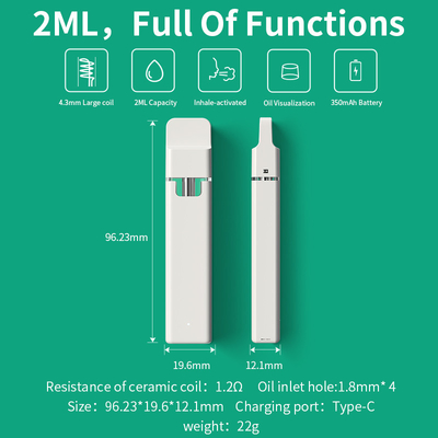 2ML P23使い捨て可能なVapeの装置316L SSの陶磁器のコイル350mah電池のタバコ